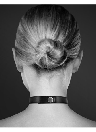 Collier en cuir noir SM avec coeur métal argenté - CC6060000010
